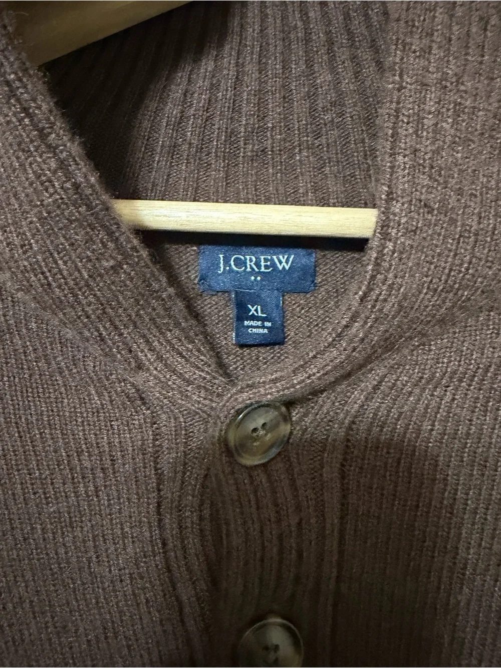 J. Crew Men's Chocolate Brown Shawl Collar Cardigan Sweater Wool Blend Size XL